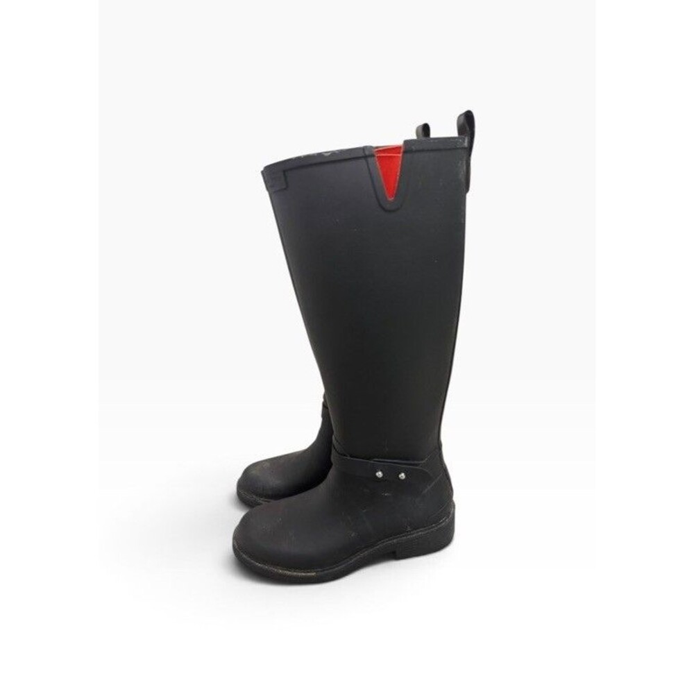 rag & bone Moto Tall Rain Boots Black Zip Knee High Sz 37 6.5 Utility